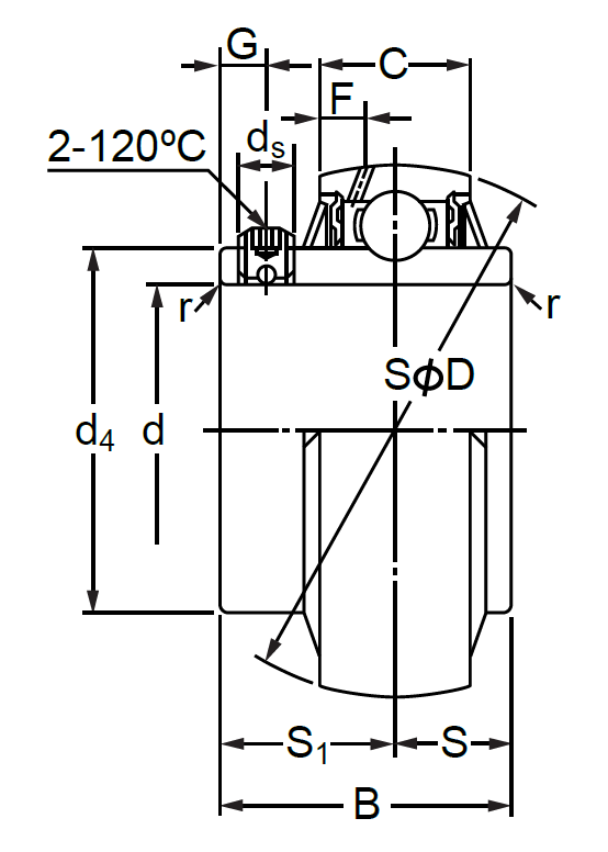 Корпусный подшипник (тип UC) 312 (480312 ГОСТ), фото 2